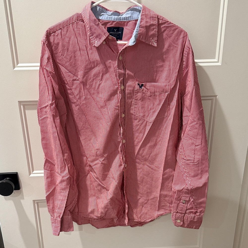 American Eagle Red Striped Shirt